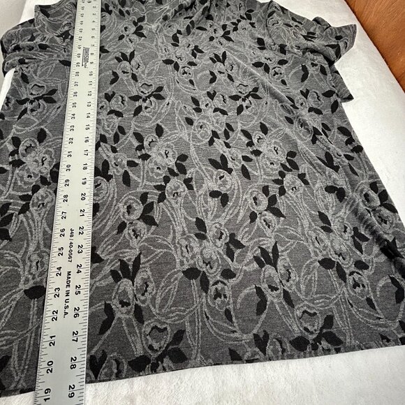 Chico's Womens Gray/Black Floral Print Cowl Neck Long Sleeve Top Size 3 Stretch - Picture 8 of 8